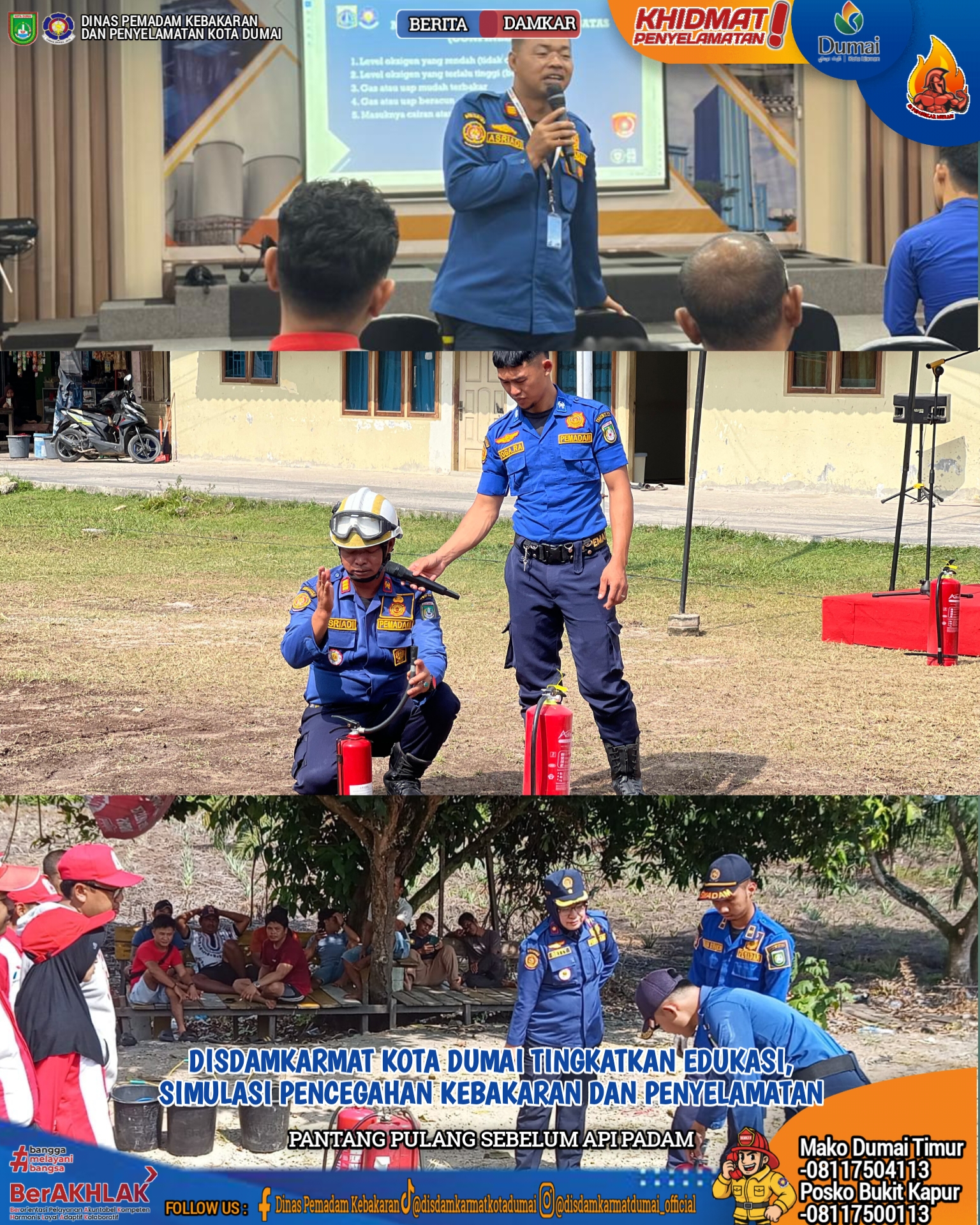 Disdamkarmat Kota Dumai Tingkatkan Edukasi, Simulasi Pencegahan Kebakaran Dan Penyelamatan