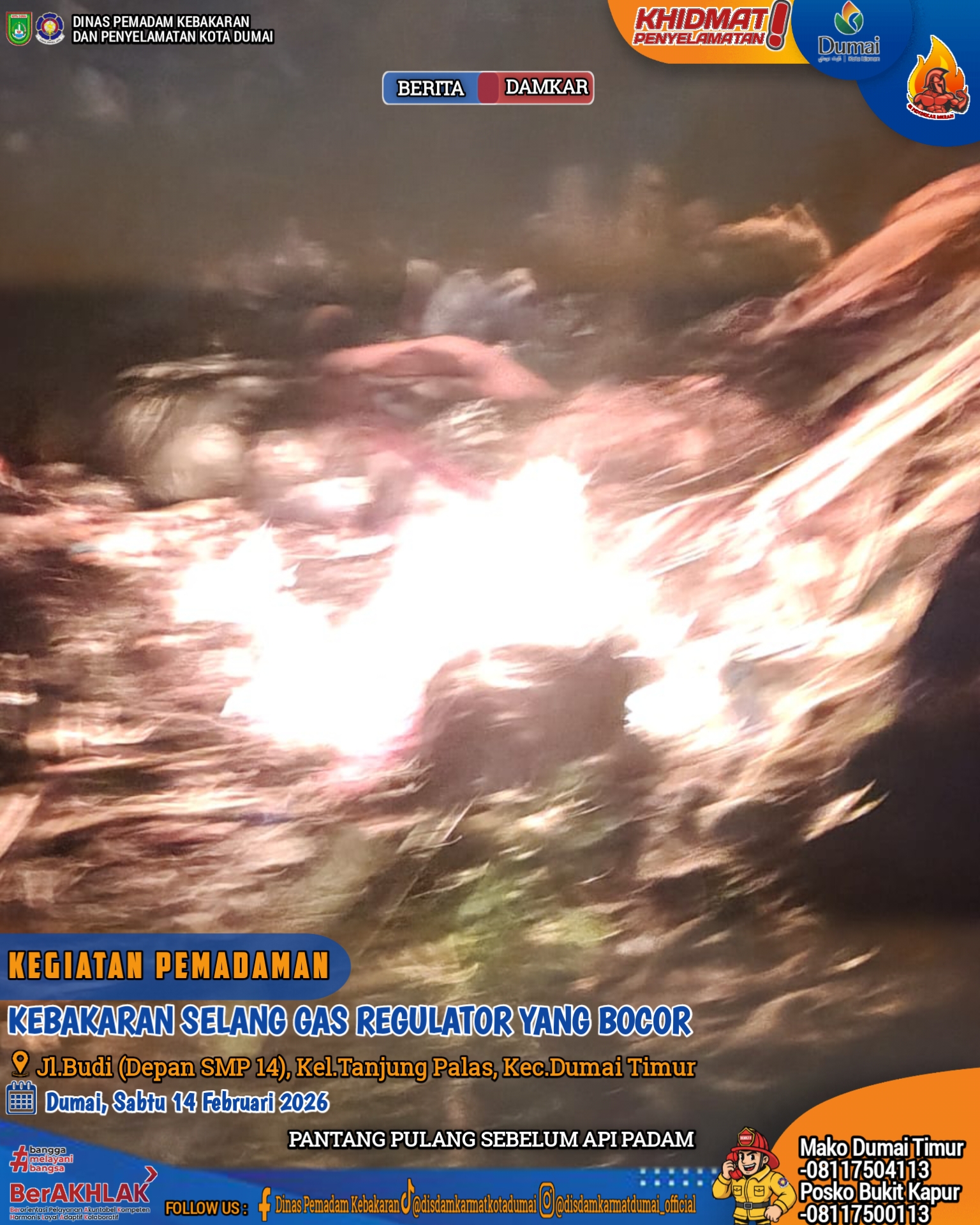 Kebakaran Selang  Gas Regulator Yang Bocor