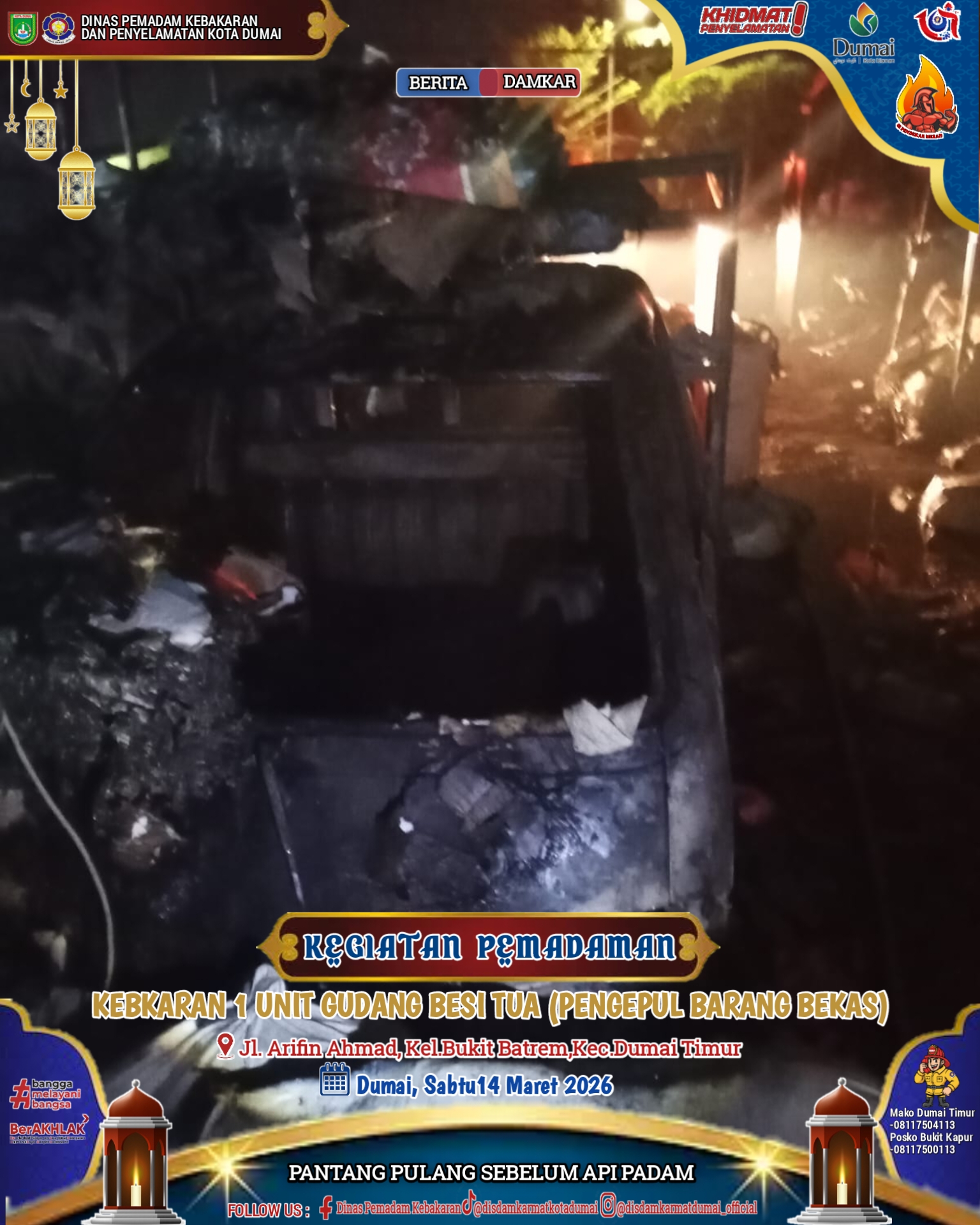 Kebakaran 1 Unit  Gudang Besi Tua