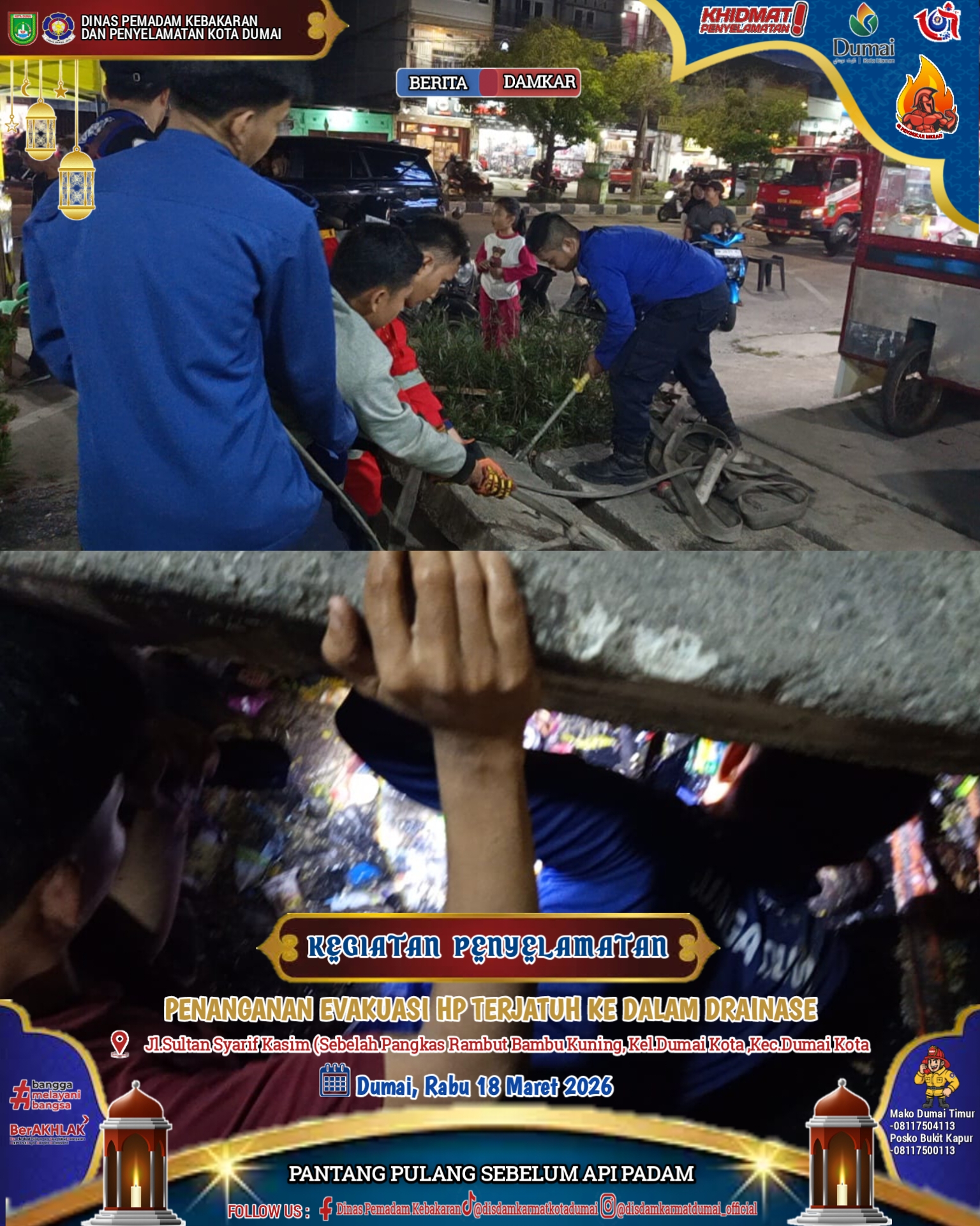 Evakuasi Hp Terjatuh Di dalam Drainase