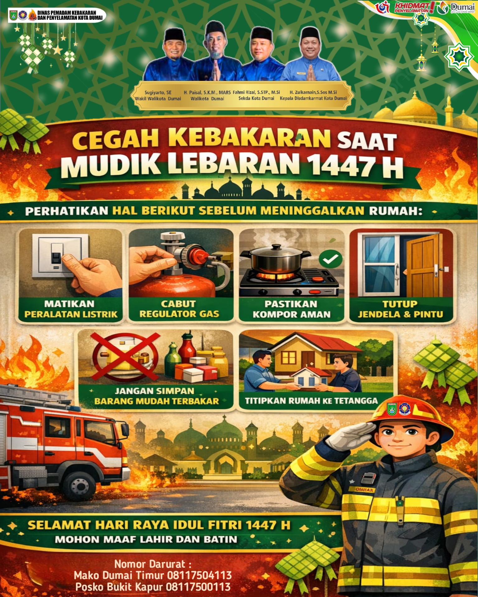 Cegah Kebakaran Saat Mudik Lebaran 1447 H