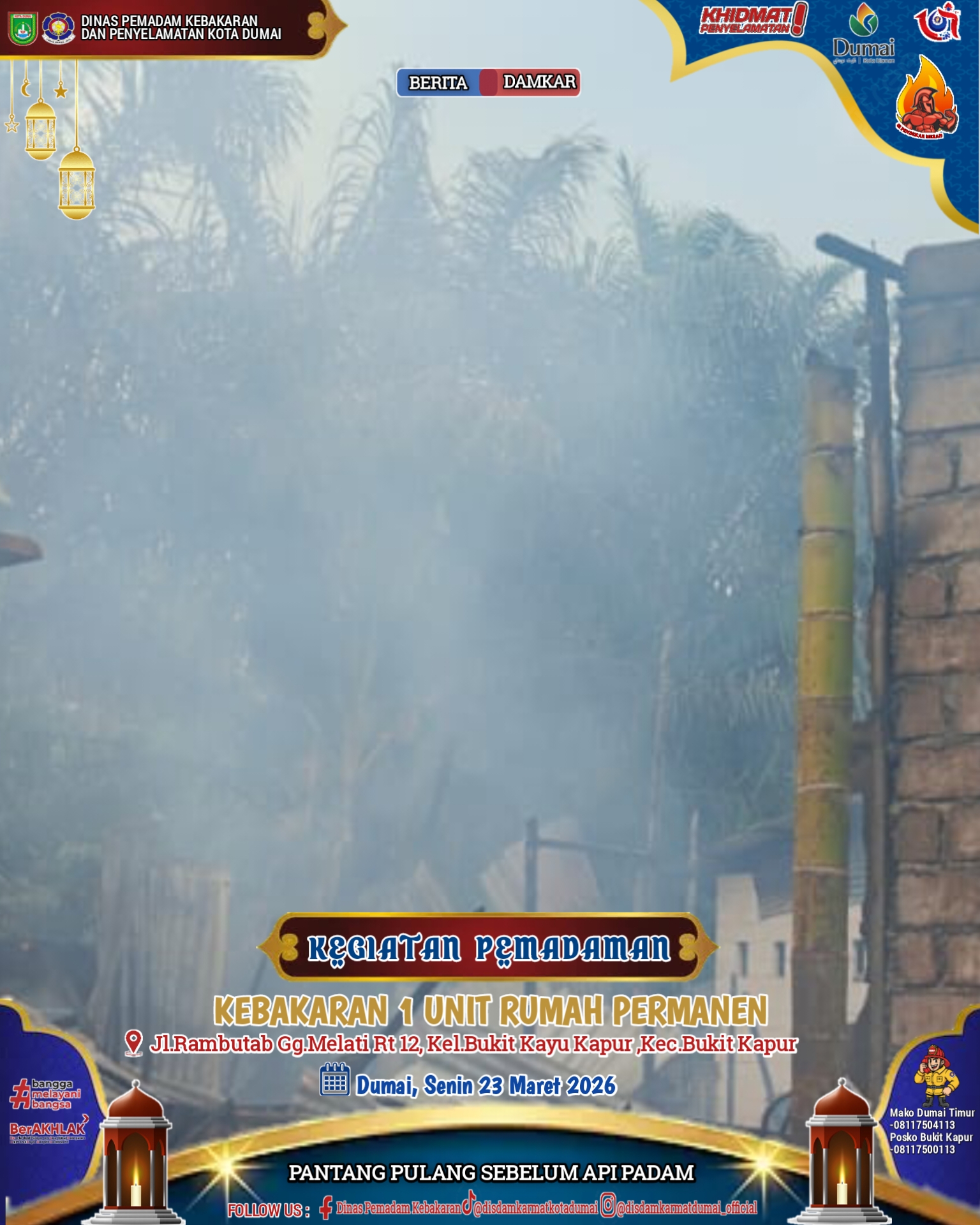 Kebakaran 1 Unit Rumah Permanen