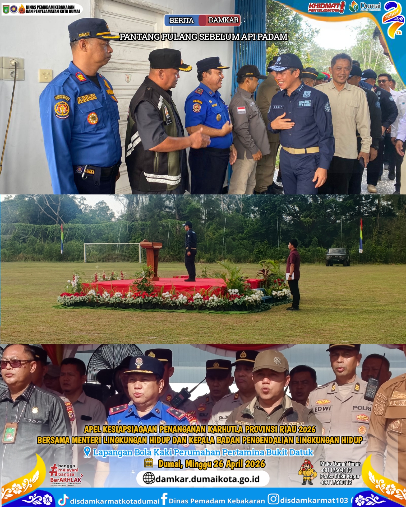 apel kesiapsiagaan penanganan karhutla provinsi riau 2026 bersama menteri lingkungan hidup/ kepala Badan pengendalian lingkungan hidup