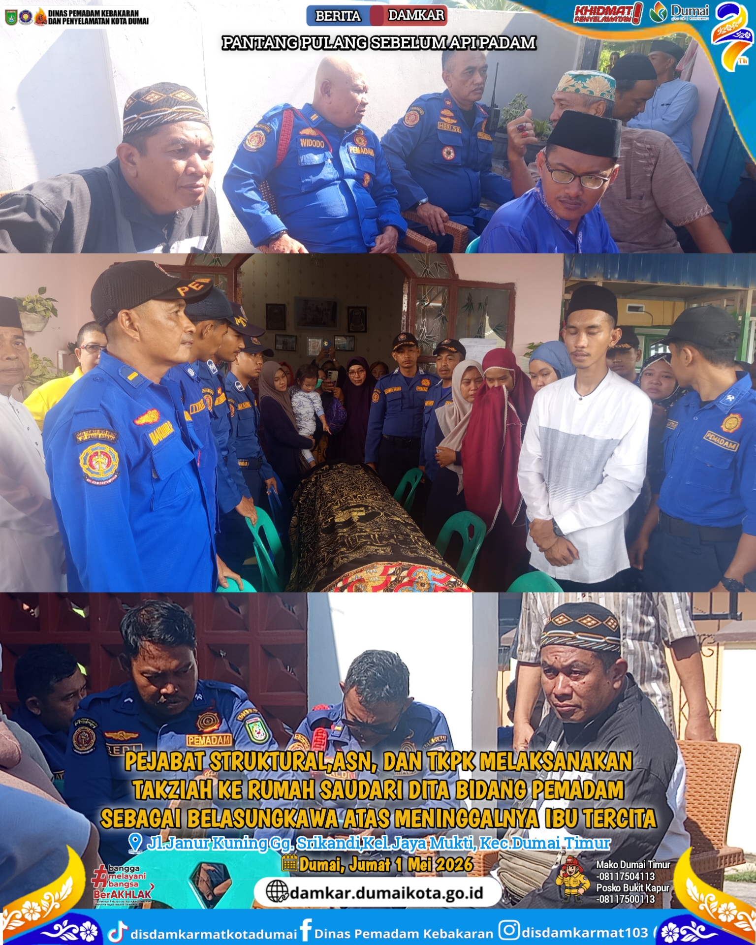 Pejabat Struktural ,ASN,PPPK,Dan TKPK Melaksanakan Takziah Ke Rumah Saudari Dita  Bidang Pemadam Sebagai Belasungkawa  Atas Meninggalnya Ibu Tercintanya