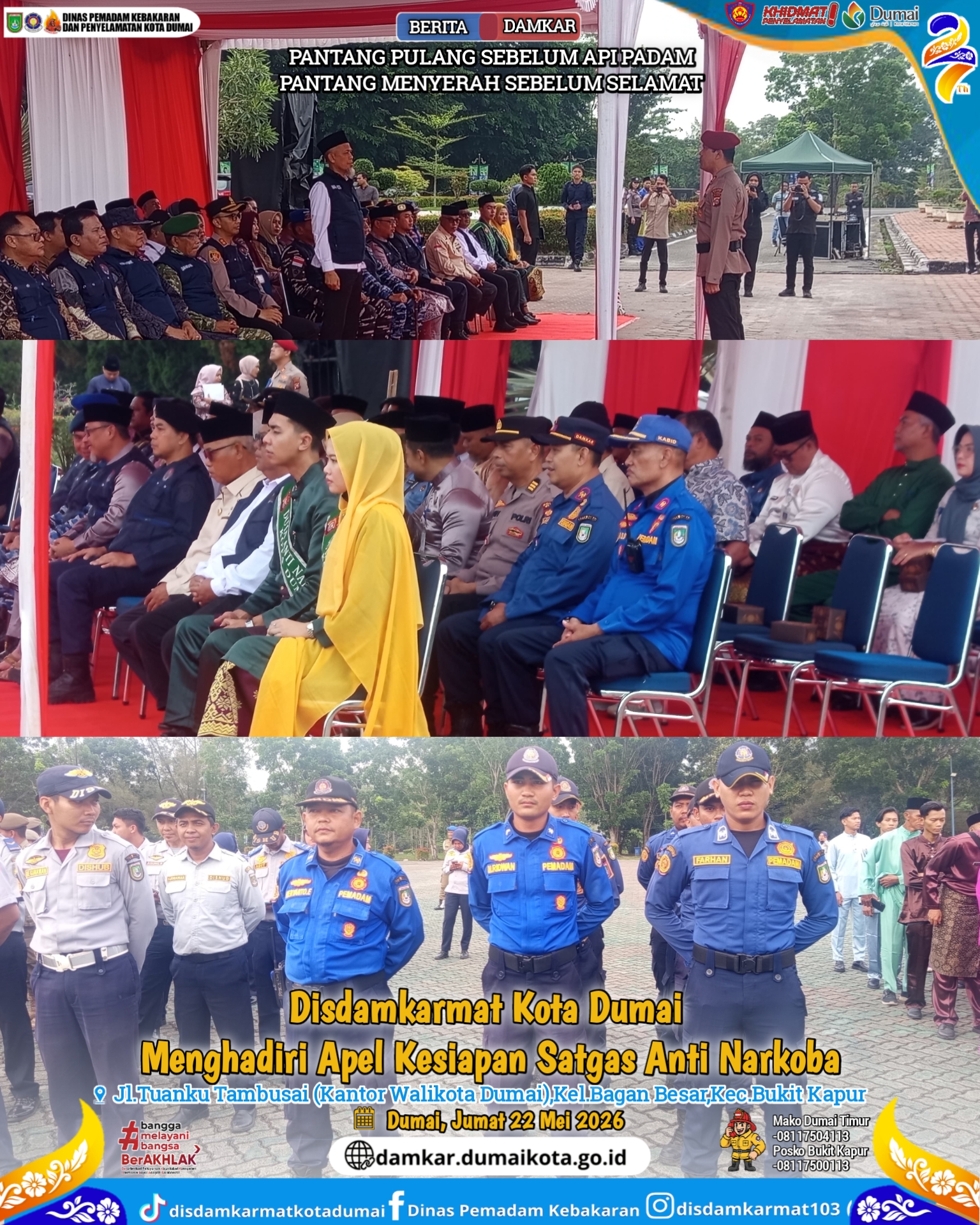 Disdamkarmat Kota Dumai Menghadiri Apel Kesiapan Anti Narkoba