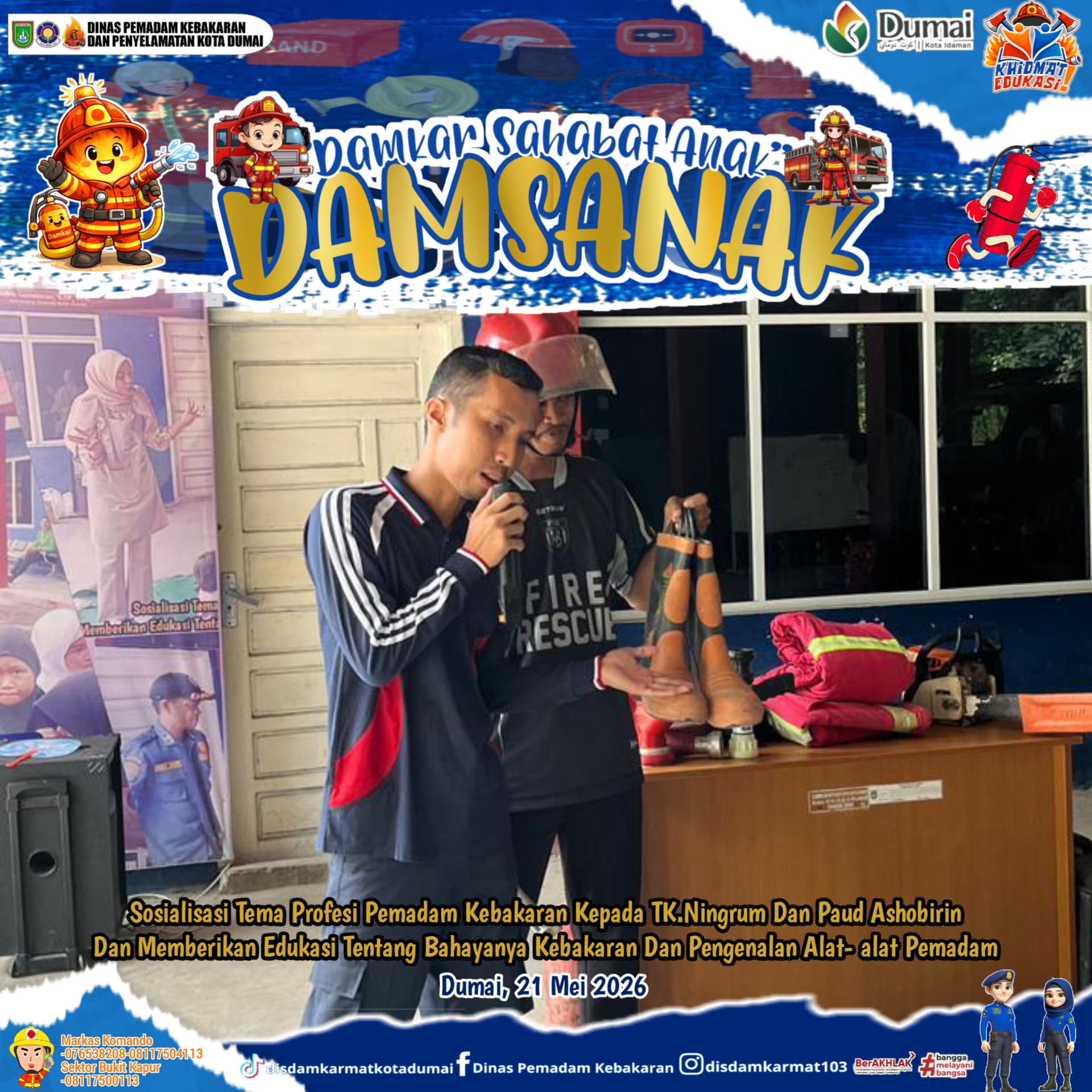 Kunjungan Edukasi TK Ningrum dan Paud Ashobirin Ke Disdamkarmat Kota Dumai